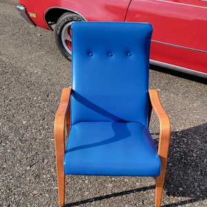 Vintage MCM Jean Prouve Curved Wood Lounge Chair Single Piece Armrest & Legs