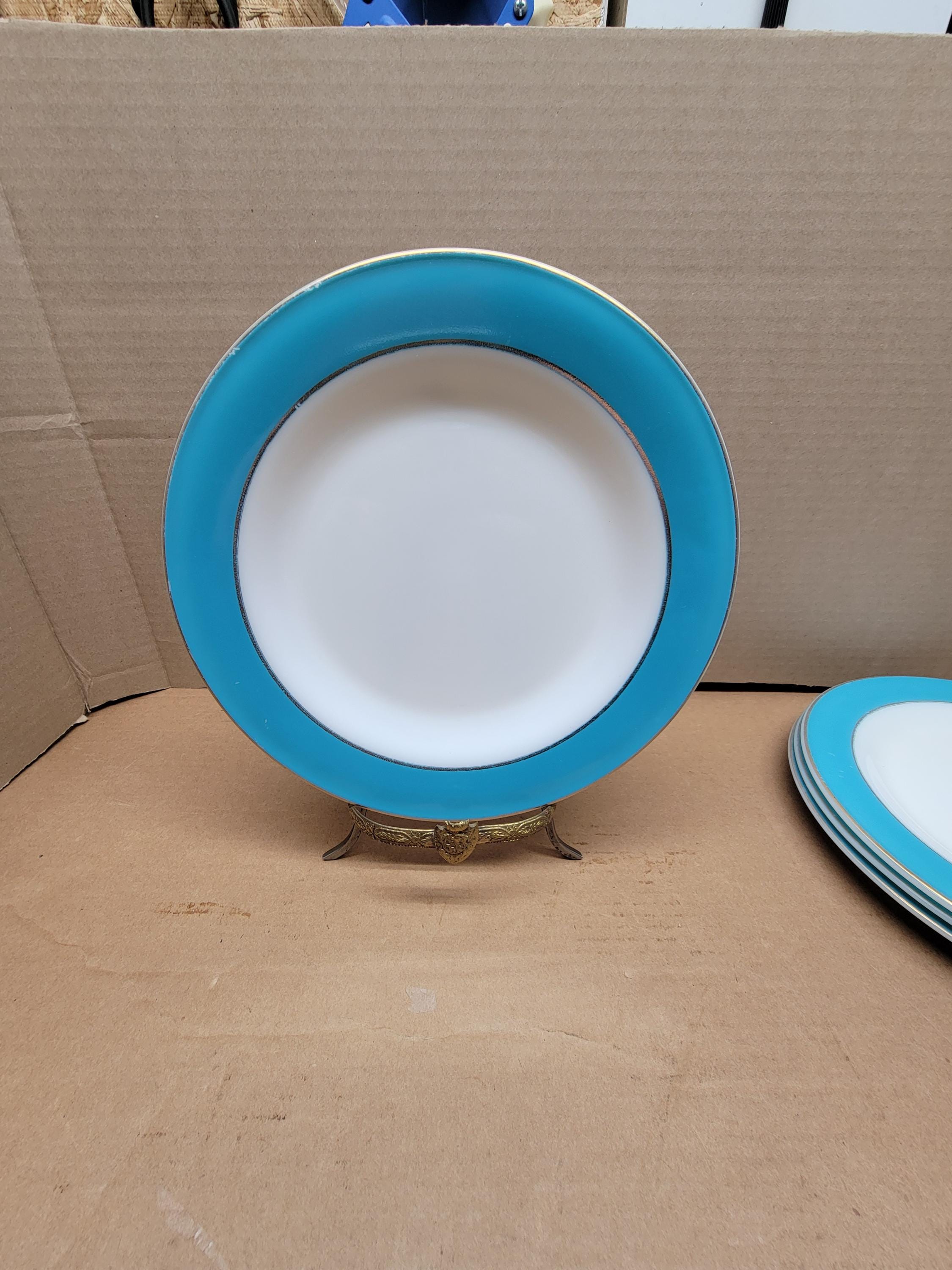 Vintage 1960's PYREX Turquoise Blue Band Collection Restaurant