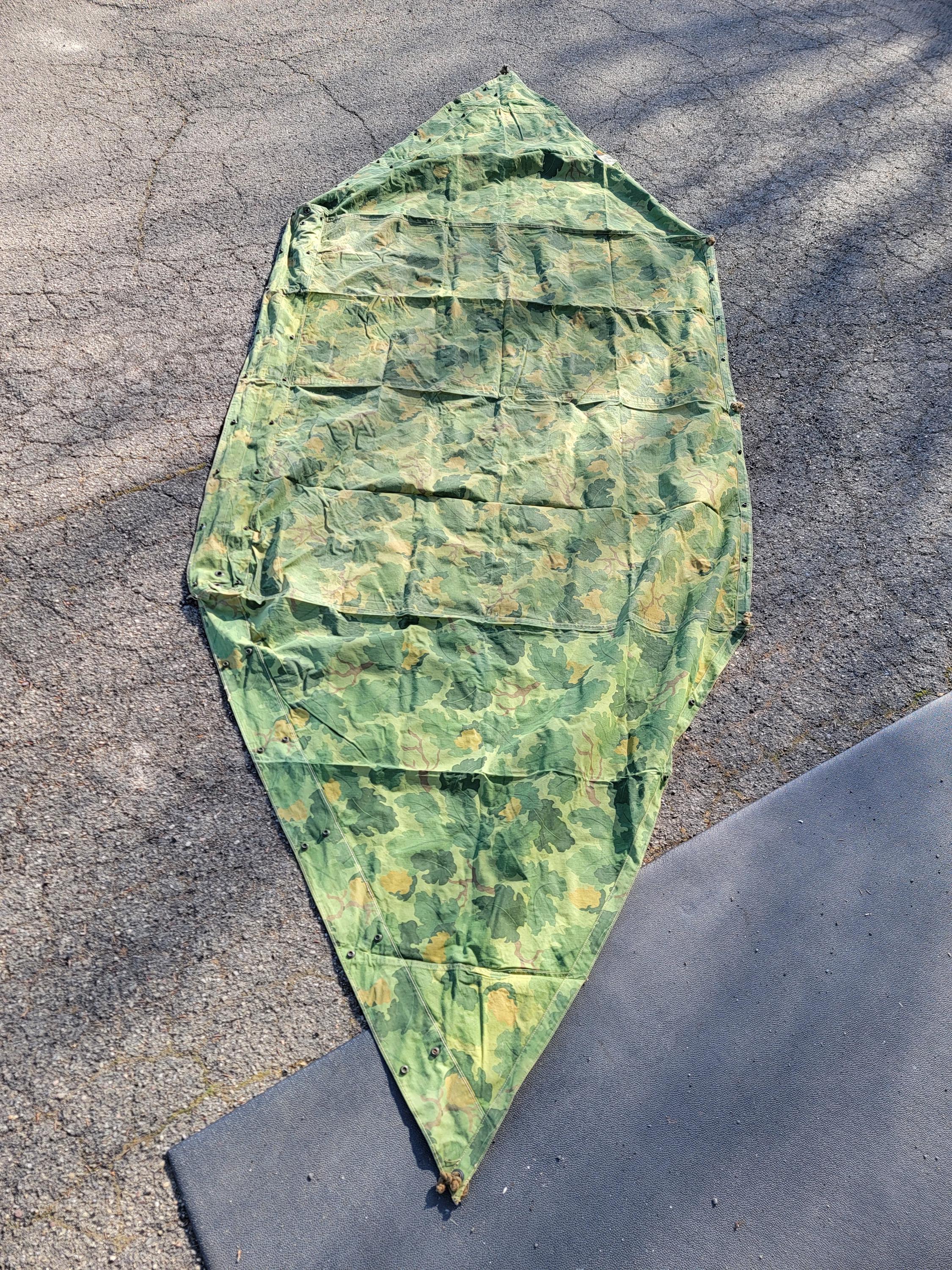 Vintage 1953 U.S.M.C. Shelter Half , Tent - Mitchell Pattern Half