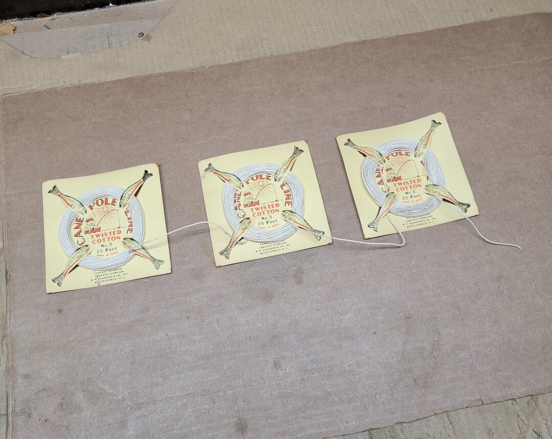 Vintage Cane Pole Fishing Line Twisted Cotton No. 3 25 Feet per Section