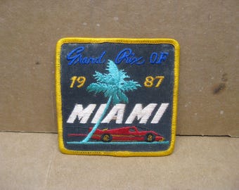 Vintage 1987 Miami Grand Prix Racing Jacket Patch - 3 1/2" x 3 1/2"