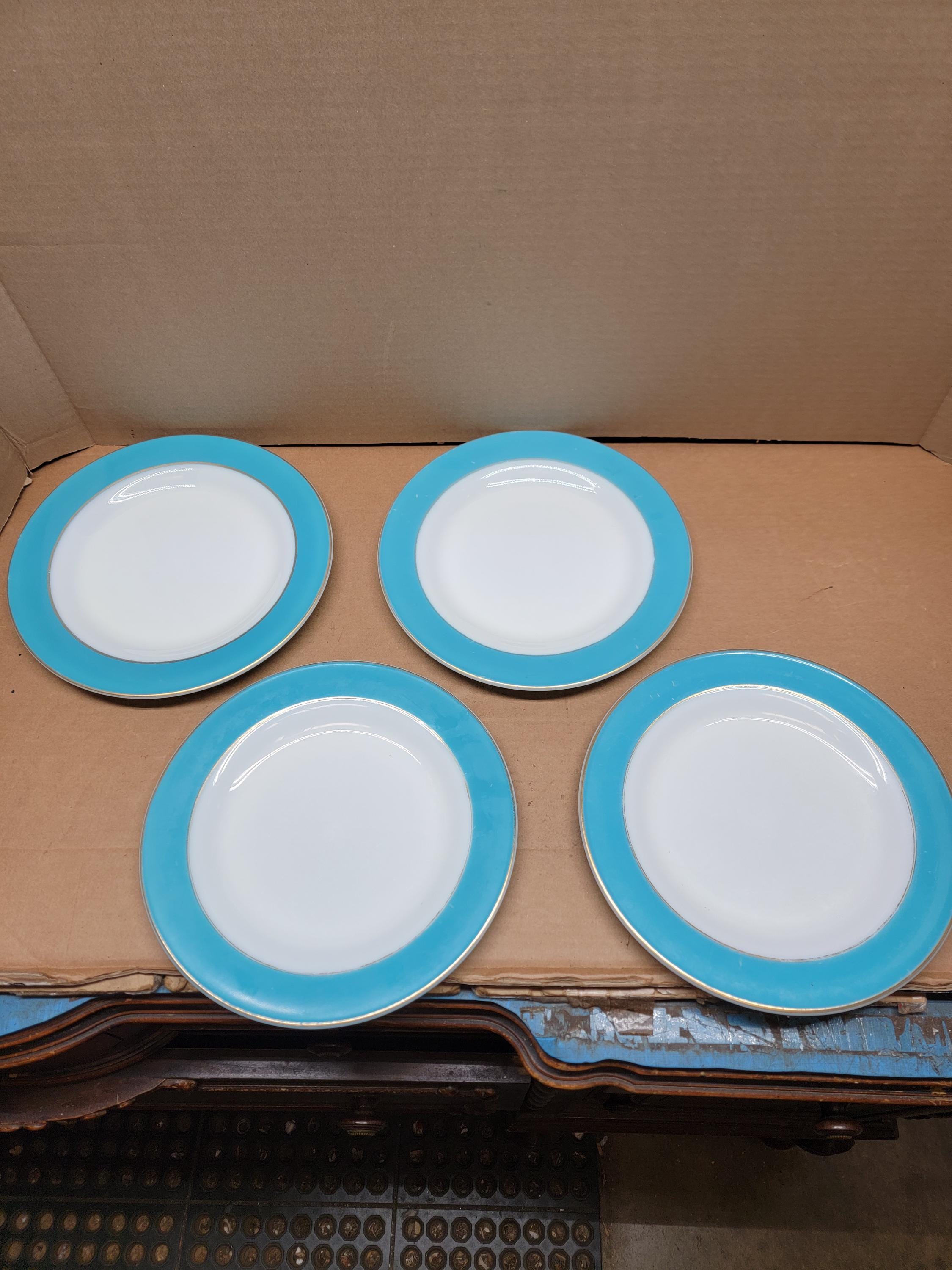 Vintage 1960's PYREX Turquoise Blue Band Collection Restaurant