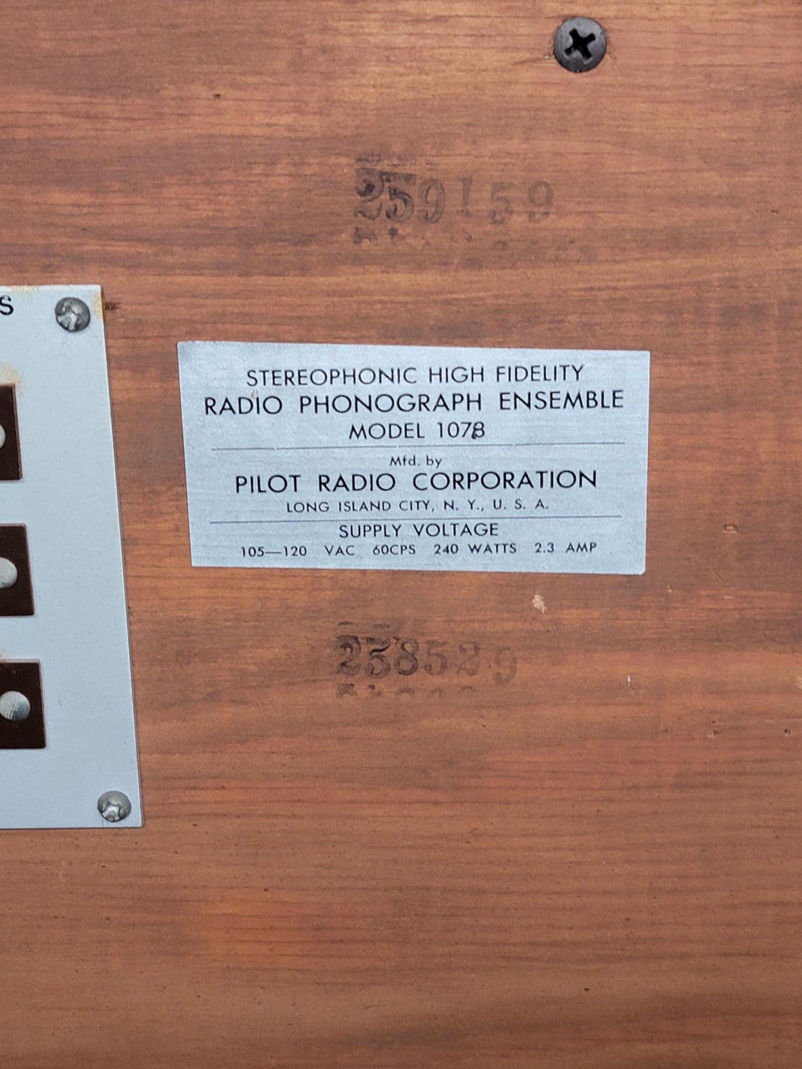 Vintage Late 1950's MCM Pilot Cabinet Radio Phonograph Ensemble Model ...