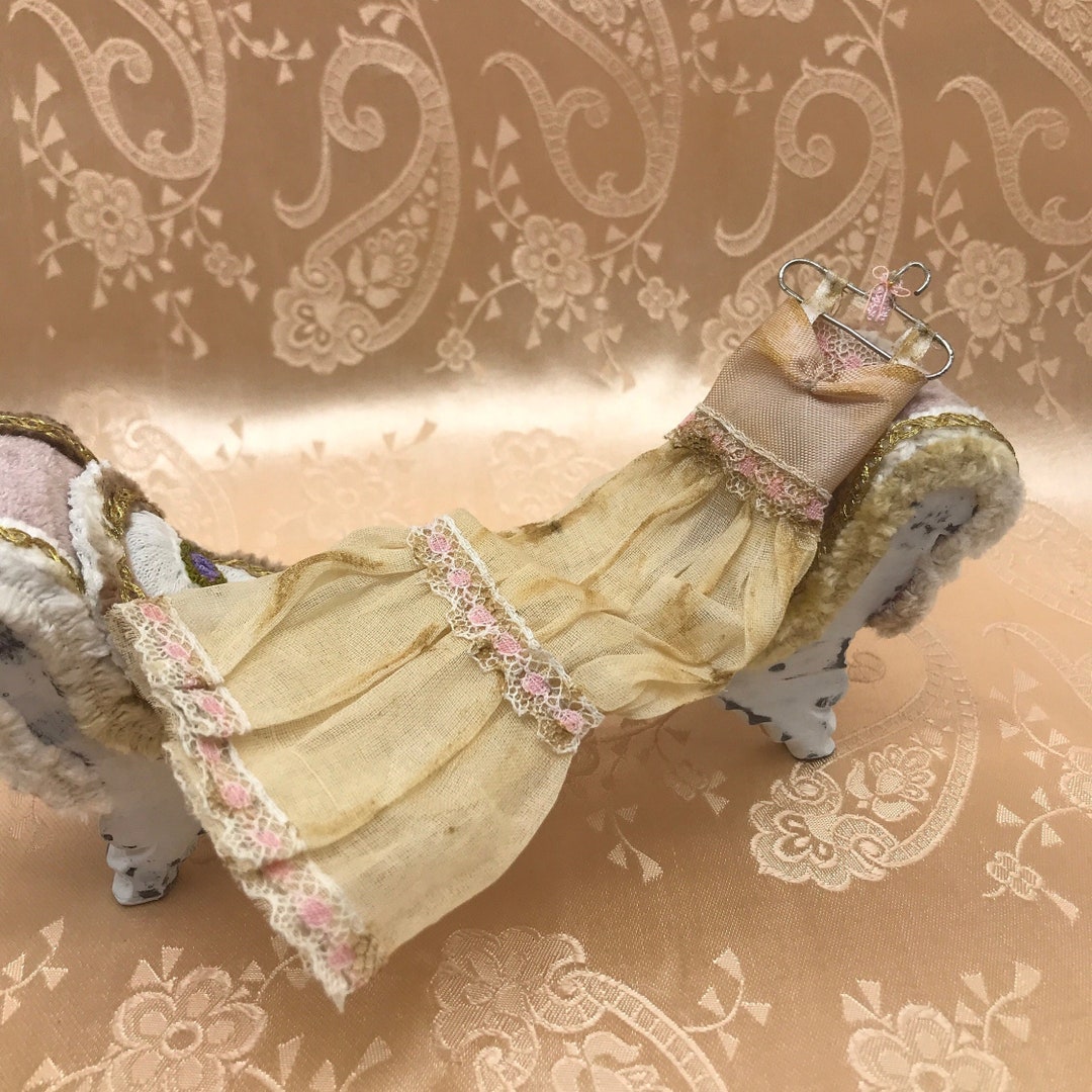 Dollhouse Miniature Dress, 112 Scale Romantic Evening Dress Display