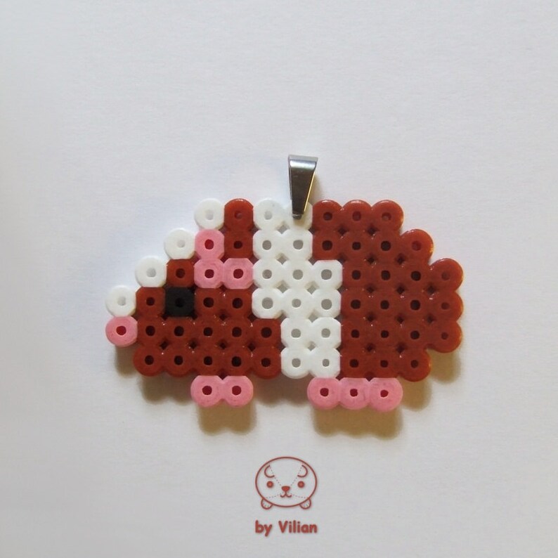 Midi Hama bead red Dutch guinea pig cavy pixel pendant | Etsy