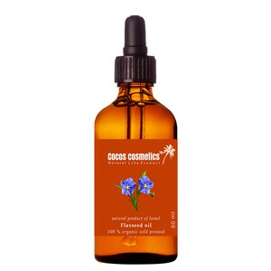 Flax seed oil 50 ml | Natural Squalene Facial oil | Vegan Hair oil | 100% Pure organic and cold pressed unrefined natural plant omega 3, 6 image 2