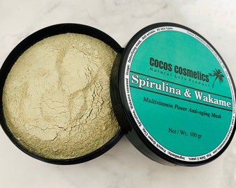 Spirulina green facial mask | Antioxidant clay mask | Anti aging clay face mask | Acne treatment Spirulina clay mask |Vegan facial clay mask