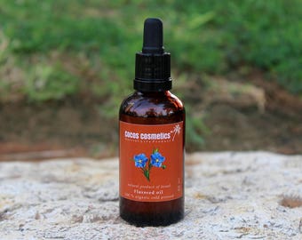 Aceite de semilla de lino 50 ml / Aceite facial de escualeno natural / Aceite capilar vegano / 100% puro, orgánico y prensado en frío, aceite vegetal natural sin refinar omega 3, 6