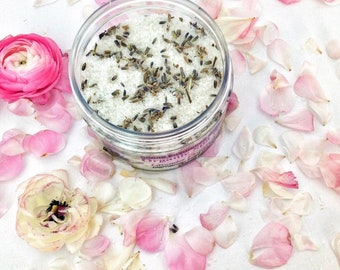 Lavender Bath Salt Muscle relief bath salts- Detox Epsom and Dead Sea Salts with Lavender Buds & Essential Oils