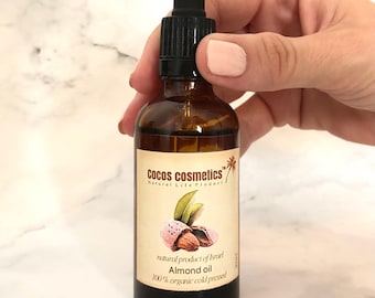 Pure amandelolie 50 ml | Gezichtsolie | Biologische olie | Ongeraffineerde biologische zoete amandelolie | Huidverzorging en massage | Babyverzorging | Veganistische huidverzorging