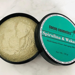 Spirulina green facial mask | Antioxidant clay mask | Anti aging clay face mask | Acne treatment Spirulina clay mask |Vegan facial clay mask