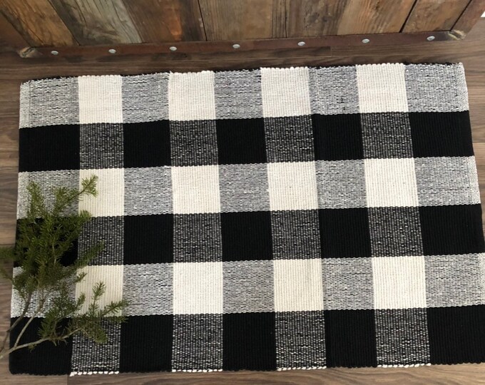 Black and White Buffalo Check Rug Etsy