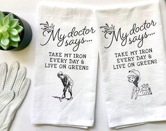 Funny Golf Gift: Cotton Tea Towel, Bar Towel, Flour Sack Towel for Kitchen, Golf Themed Bar Towel