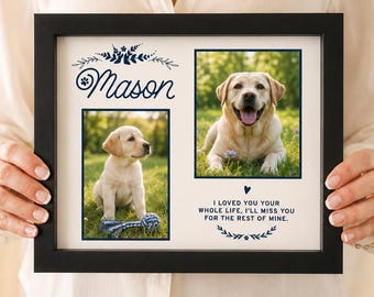 Personalized Pet Frame Gift, New Puppy Gift, Custom Pet Keepsake, Sympathy Gift for Dog or Cat Memorial, 8x10 Custom Art Print with Frame