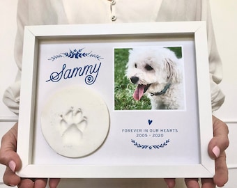 Paw Print Holder Pet Memorial Shadow Box, Pet Loss Frame, Clay Paw Print Display, Custom Pet Keepsake, Pet Memory Gift, Cat Dog Loss Gift