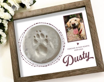 Pet Memorial Paw Print Holder, Shadow Box Pet Loss Frame, Clay Paw Print Display, Custom Pet Keepsake Memory Gift, Cat Dog Loss Gift, Dots