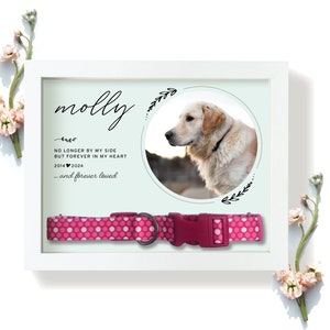 Pet Memorial Frame With Collar Holder, Dog Collar Holder Shadowbox, Cat Pet Loss Frame, Custom Pet Memory Gift, Dog Loss Gift, Pet Frame