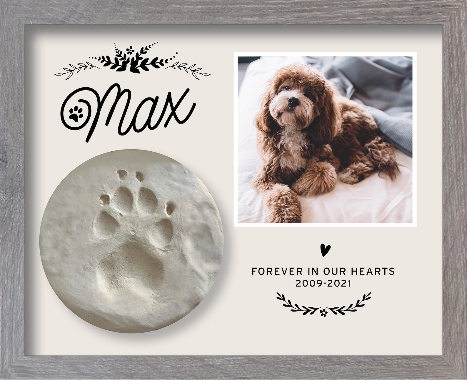 Pet Paw Print Holder Shadow Box Pet Loss Frame Memorial Clay Etsy