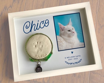 Pet Memorial Paw Print Holder, Collar Shadow Box, Pet Loss Frame, Clay Paw Print Display, Custom Pet Keepsake, Pet Memory Gift, Cat Dog Loss