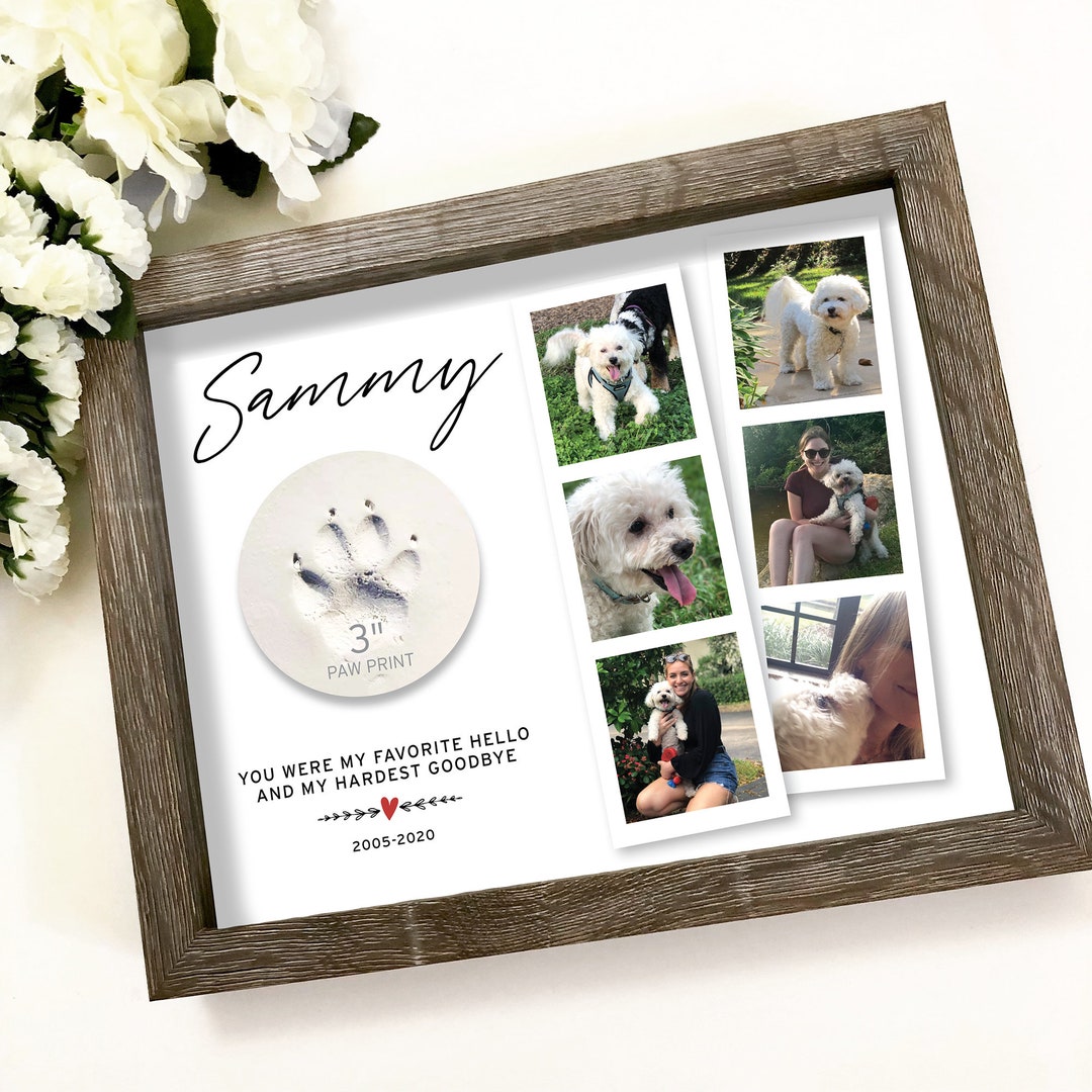 Pet Frame Memorial Photo Booth Frame Paw Print Holder Pet Loss Frame Clay Paw Print Display