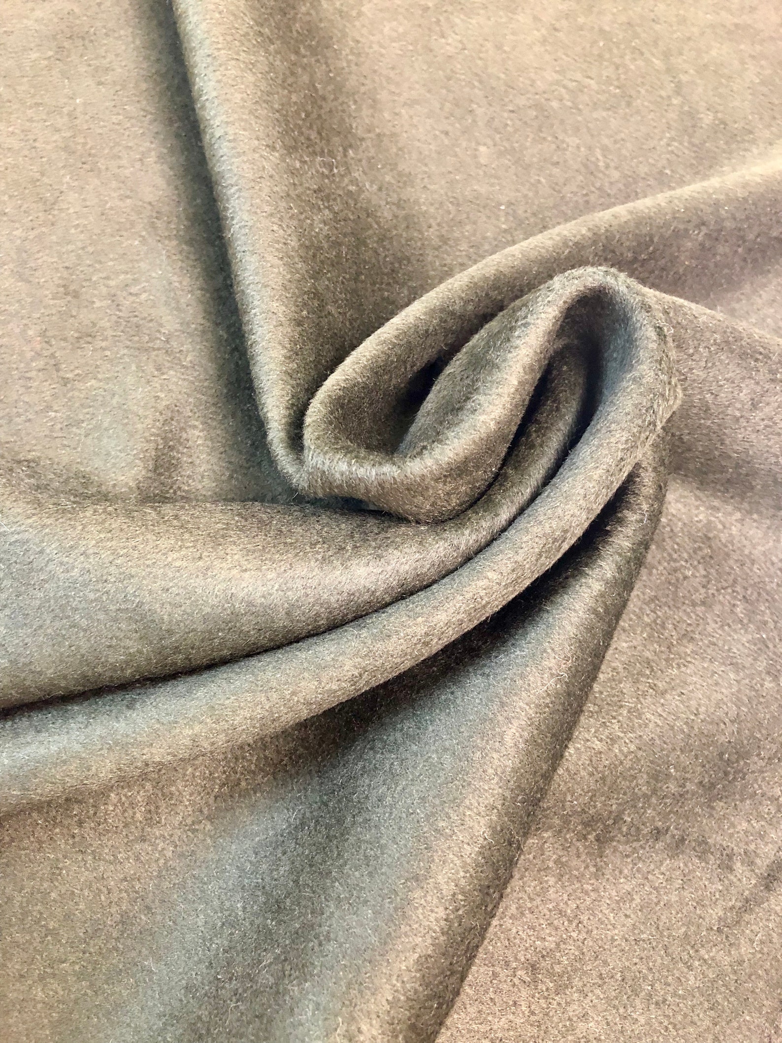 Olive Green Cashmere Mink Wool Blend Fabric Luxury Etsy