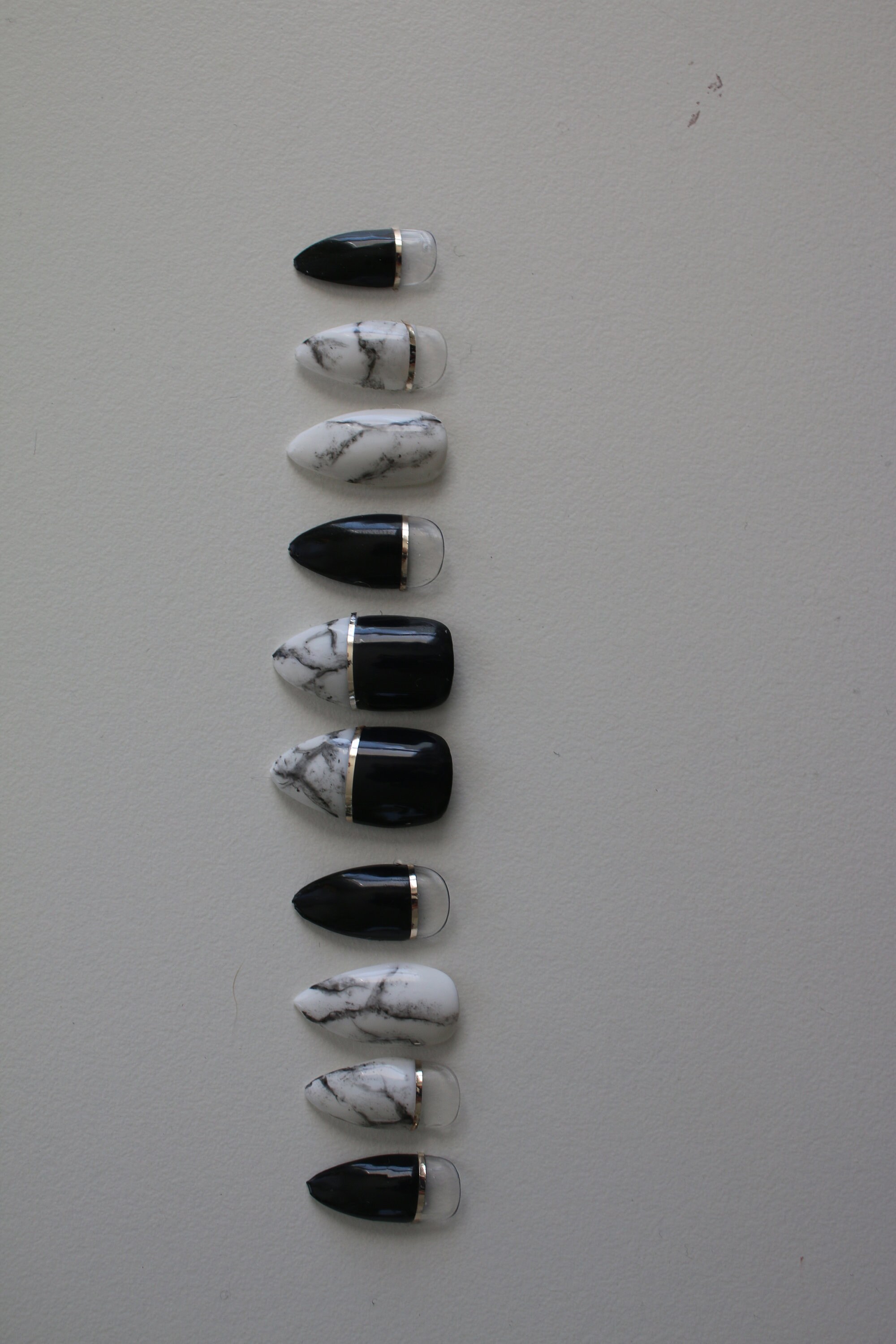 Marble Black And White Press On Nails Glue On Nails Almond