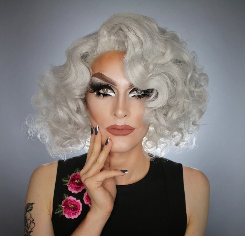 Drag Queen Wig Light Silver Gray Marilyn Monroe Short Curly Etsy