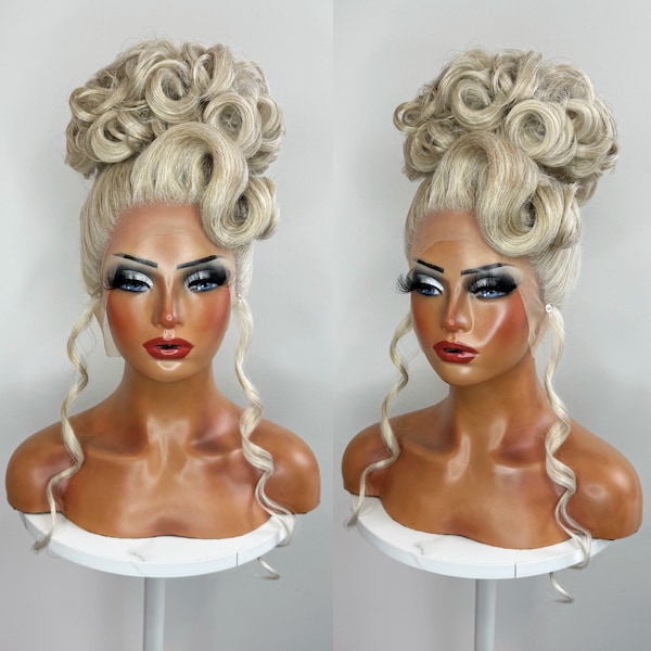 Ash Blonde Pageant Up Do Synthetic Wig | Drag Queen Wig