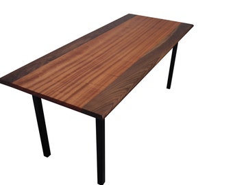 Narrow Mahogany Walnut Dining table With Ash Parson Base