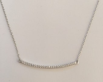 Cubic Necklace \u2022 Stylish Sparkling Zirconia Curved Bar Necklace \u2022 Handmade \u2022 Dainty Necklace \u2022 Bridesmaid Love Gift Birthday Graduation