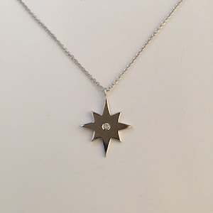 North star necklace，star necklace，925 sterling silver north star necklace