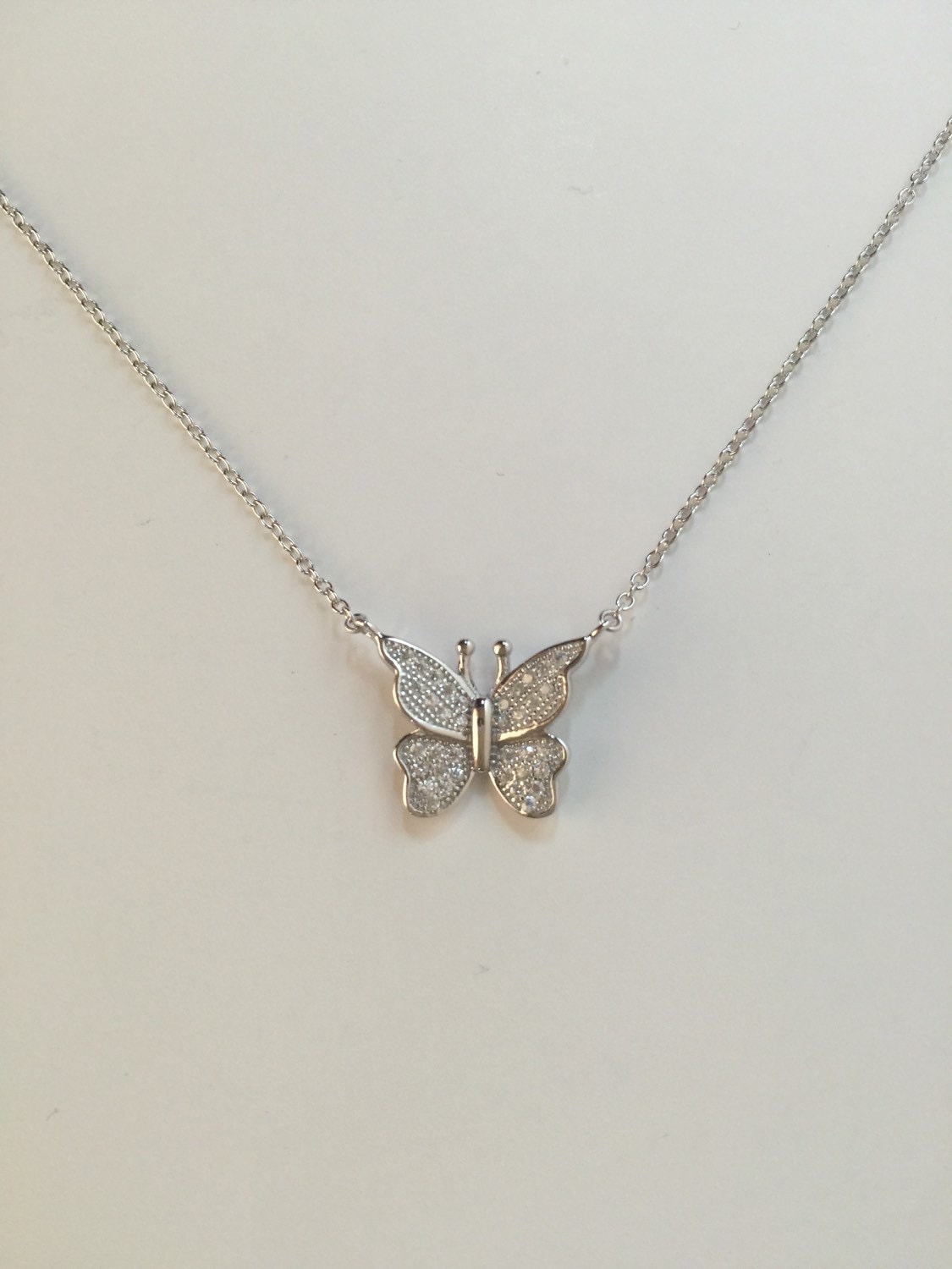 Butterfly Necklace925 Sterling Silver Butterfly CZ Pendant Necklace Etsy