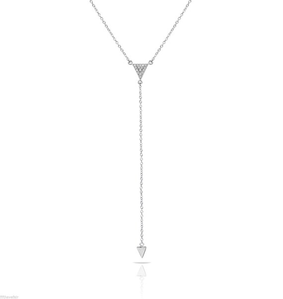 Lariat Y Necklace Y Drop Necklace 925 Sterling Silver CZ Etsy