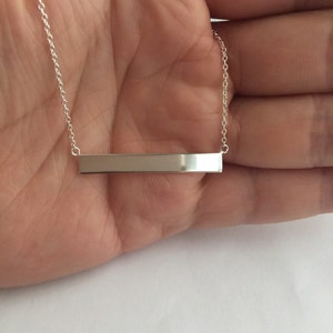 Sideway bar necklace，horizontal bar necklace，925 sterling silver sideway/horizontal bar pendent necklace