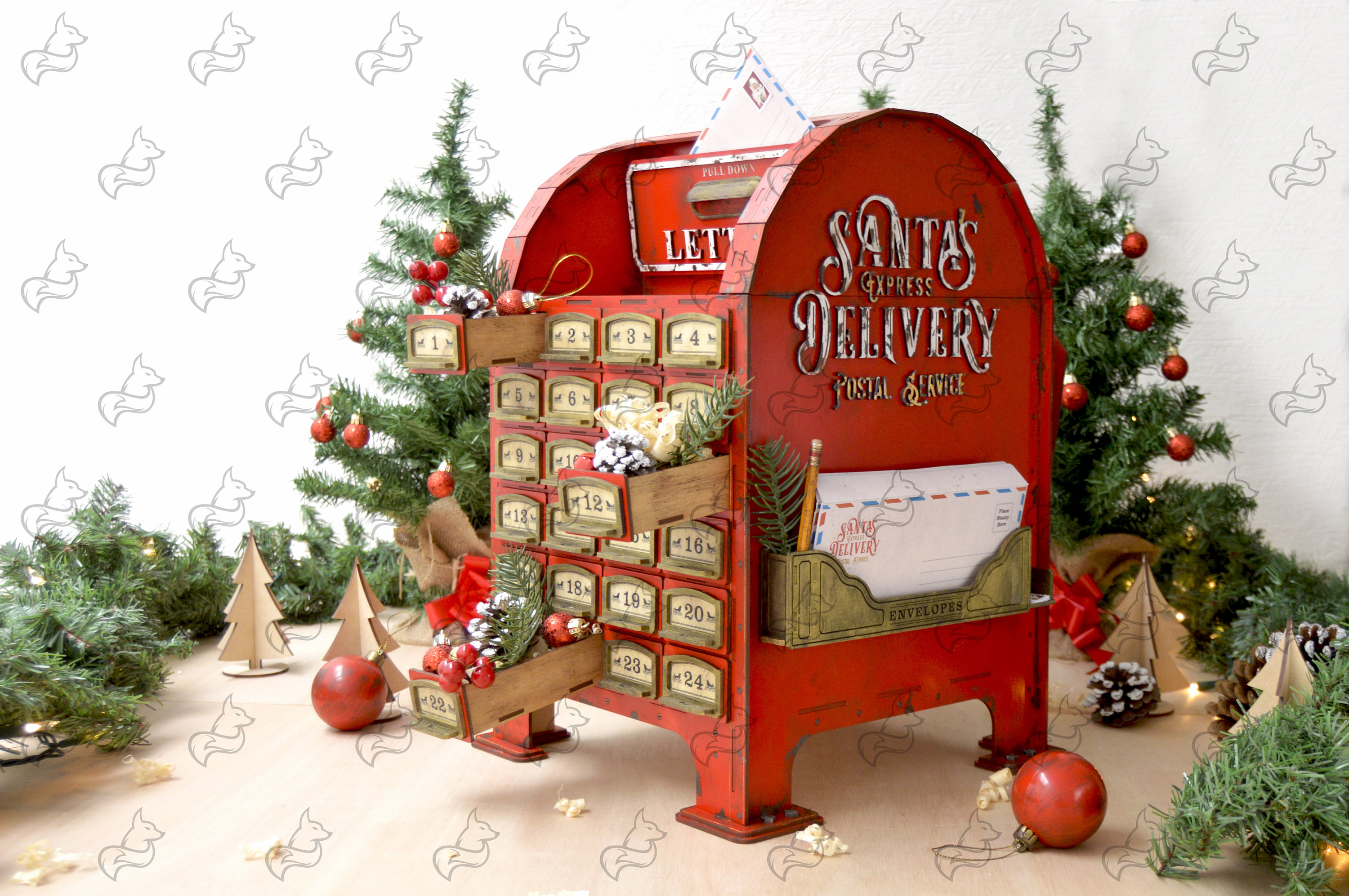 Wooden Christmas Advent Calendar Reindeer Countdown Calendar Reindeer 