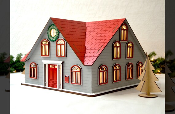 24 Days Light up Christmas House Advent Calendar Laser Cut - Etsy