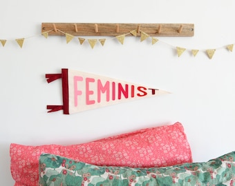 Feminist pennant flag Girl power statement wall banner