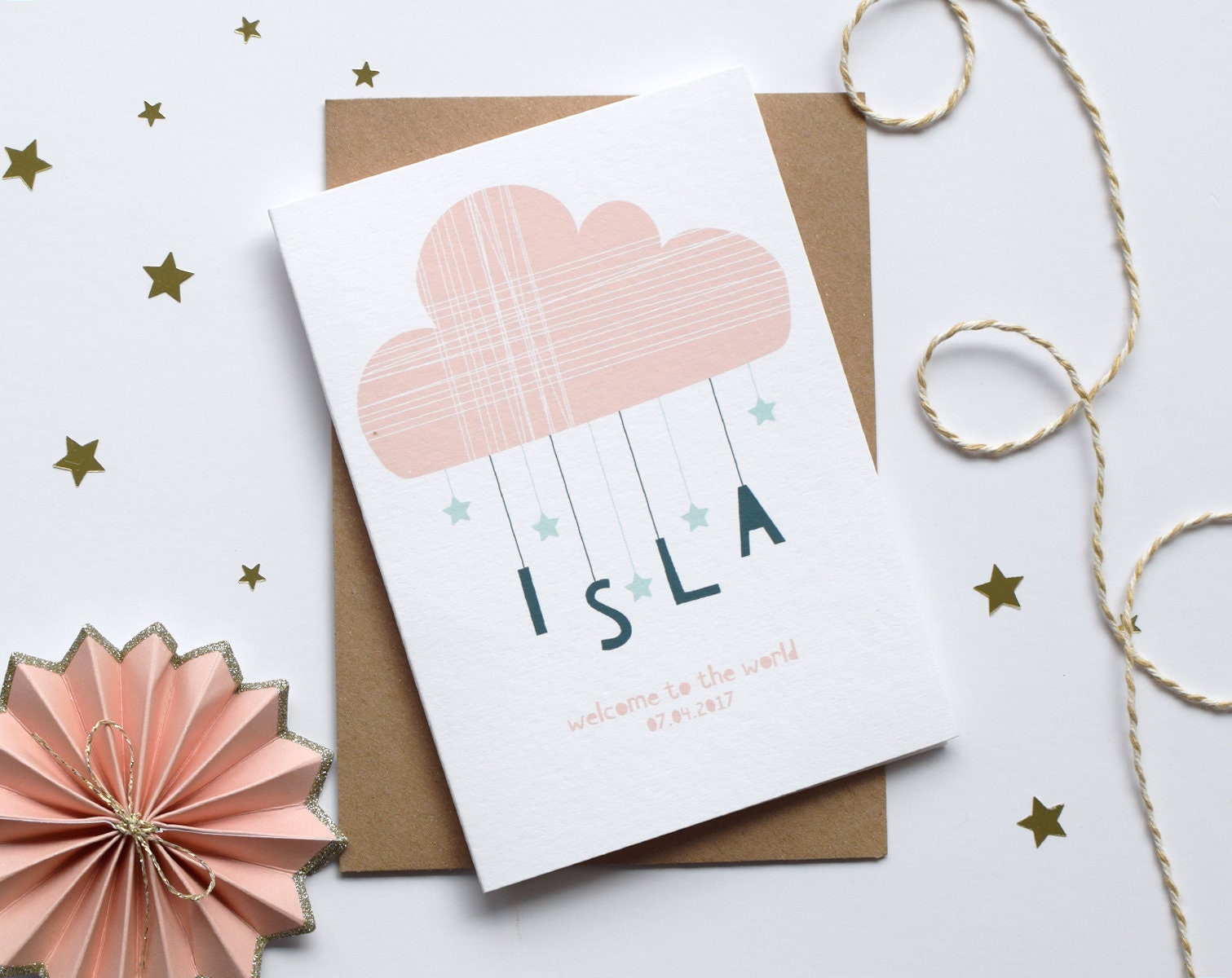 New baby card Personalised neutral new born card