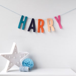 Guirnalda de fieltro personalizada Escribano de nombre personalizado Decoración de guardería Guirnalda de fiesta Banner de habitación para niños