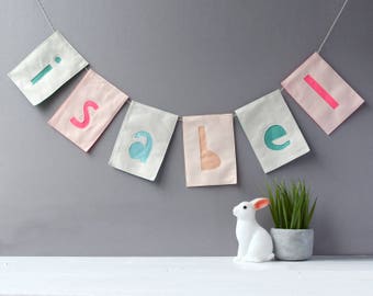 Personalised Felt bunting Custom name banner New baby gift Nursery decor