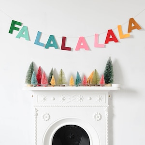 Fa La La La La Carta de fieltro Banner navideño Decoración festiva de la pared Guirnalda navideña