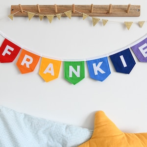 Custom Rainbow name banner Personalised nursery name banner Birthday decor