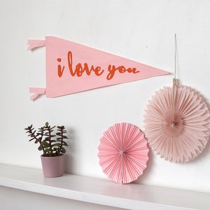 I love you pennant flag Wall hanging Photo shoot prop Wedding decor Felt pennant Valentines gift Romantic gift Anniversary gift Engagement image 3