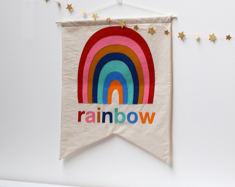 Rainbow Banner Nursery Decor Kids Room Etsy