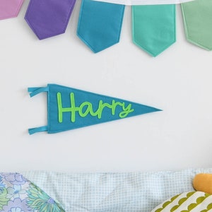 Personalised Mini Pennant Flag Custom nursery decor Felt name pennant Personalised wall flag New baby gift