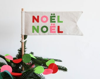 Noël Noël Christmas tree Topper flag