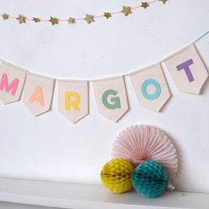 Pastel Rainbow name bunting Personalised nursery bunting Custom name banner Nursery decor Felt party garland image 5