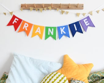 Colourful name banner for child’s nursery bedroom or playroom New baby gift