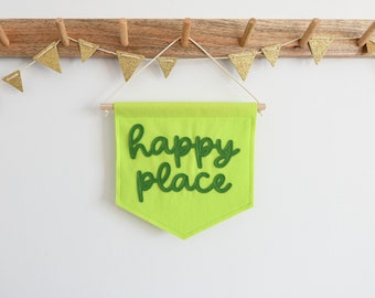 Happy Place mini felt banner New home gift Wall decor House warming gift Gallery wall