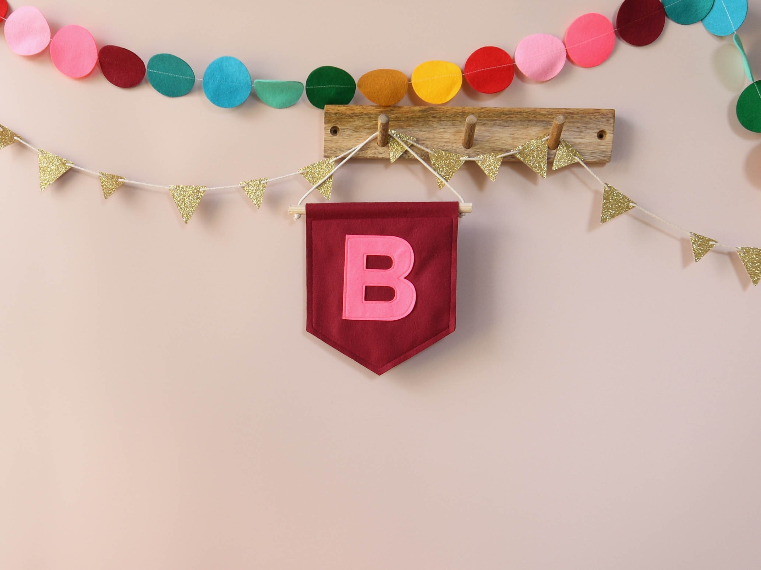 Mini felt Initial banner Letter banner  Nursery wall decor kids room pennant